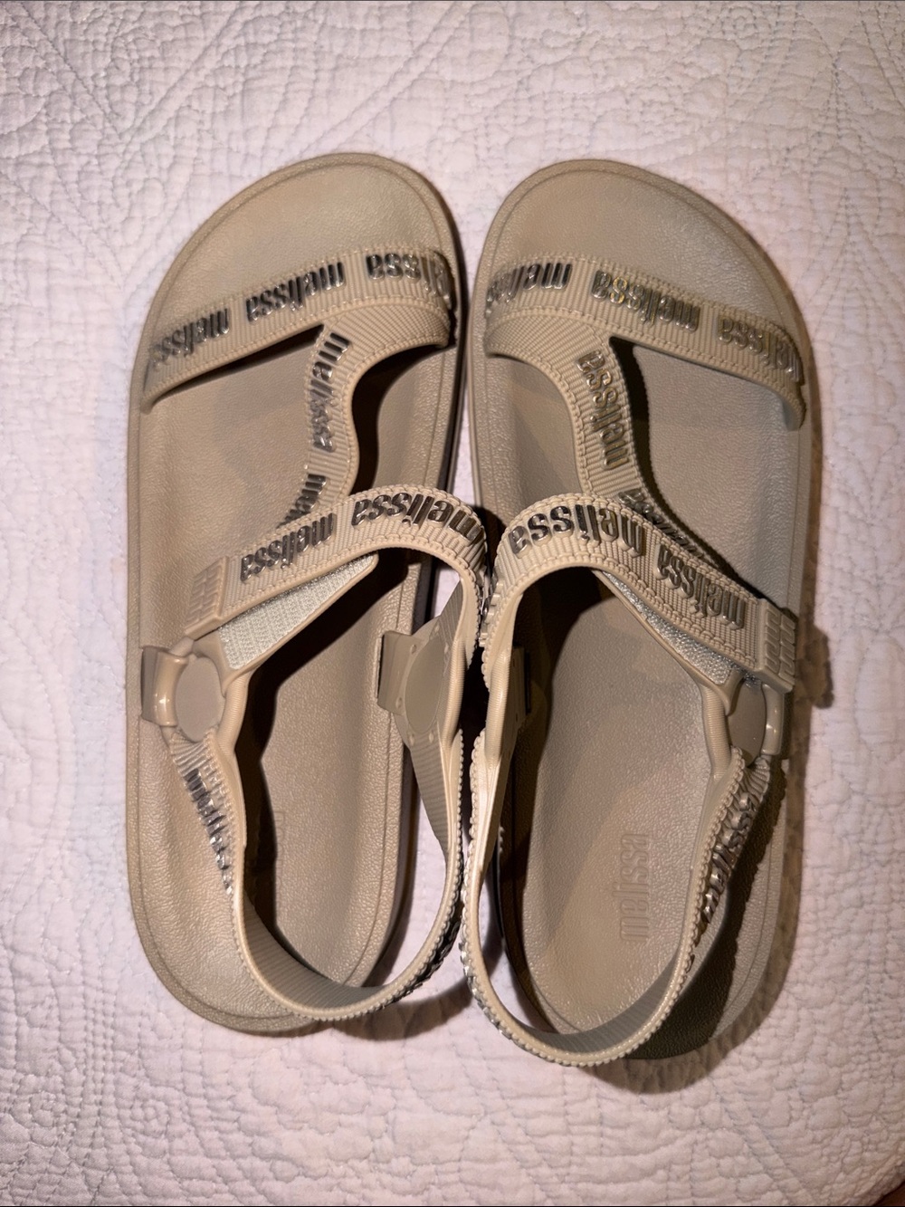 Melissa Neutral Beige Webbing Strap Sandals size 38